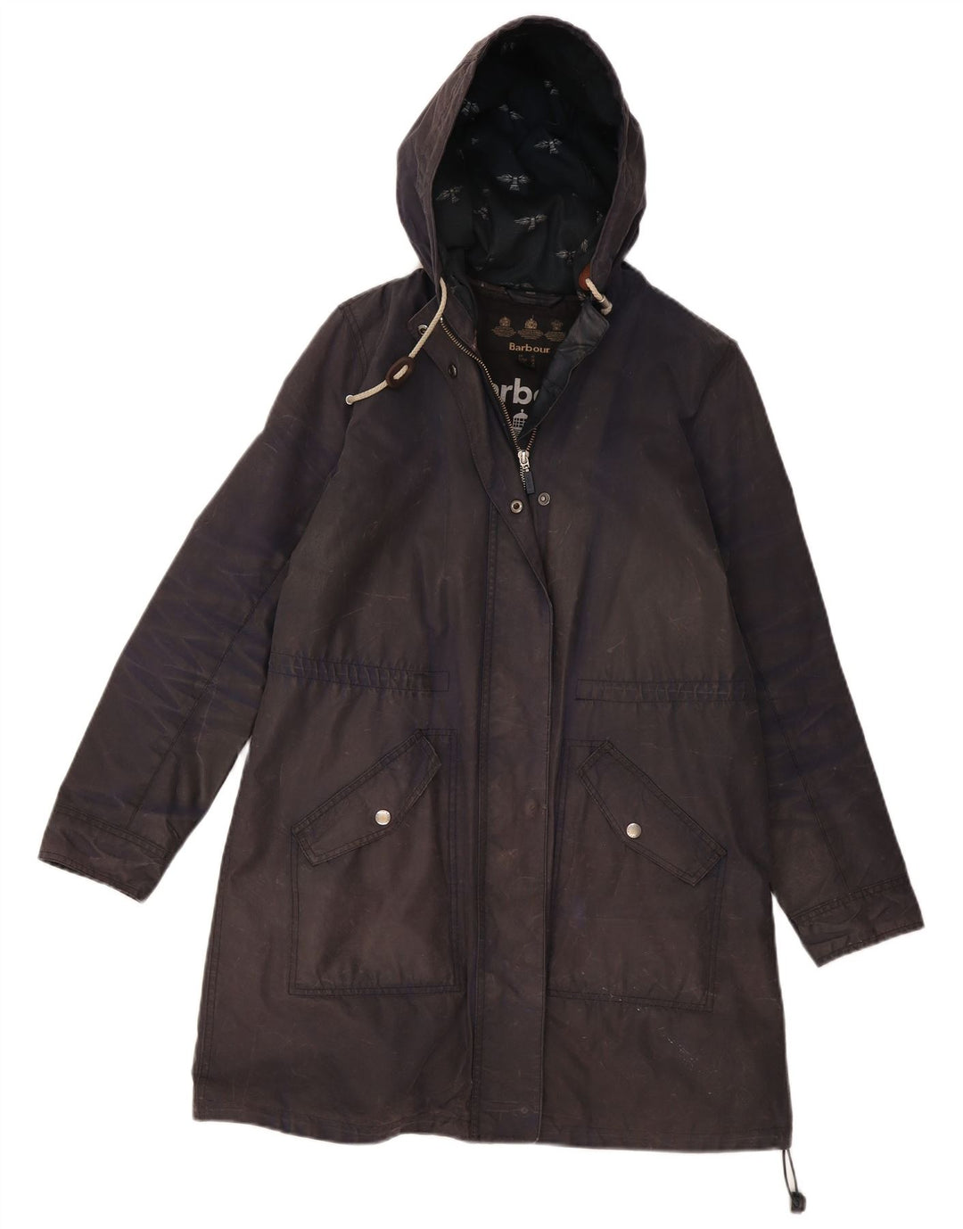 Barbour ženska jakna parka s kapuljačom i voskom UK 12 srednje tamnoplava