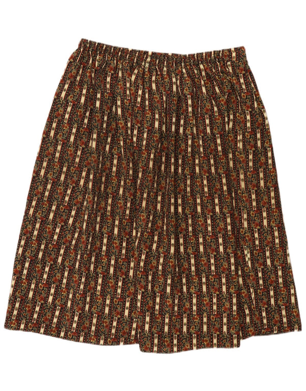 Vintage ženska lepršava suknja visokog struka UK 22/24 2XL W34 kaki cvjetni