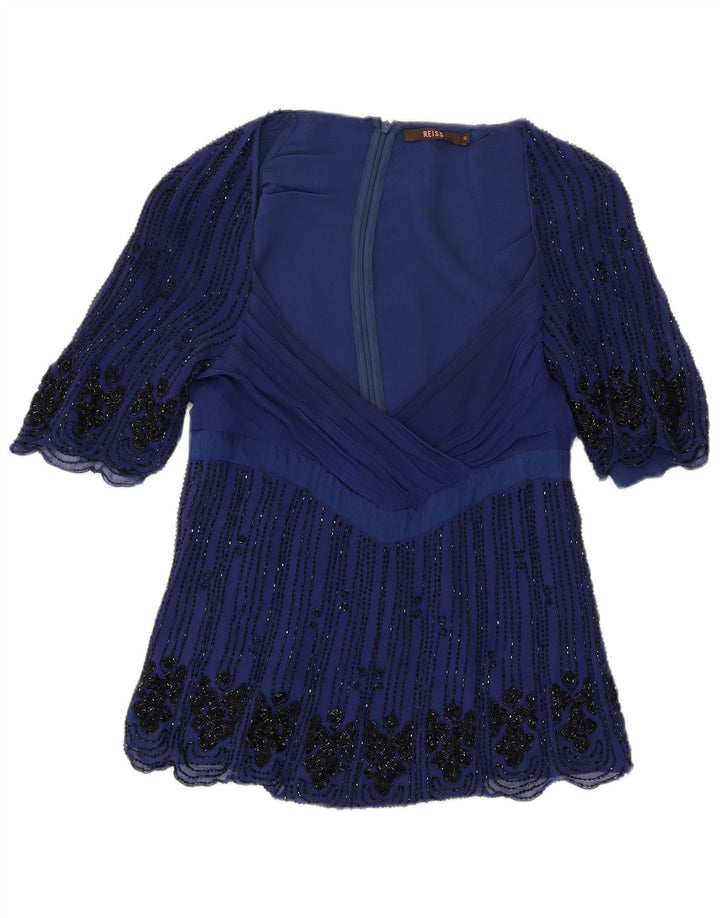 REISS gornji dio ženske bluze UK 10 Mala plava svila