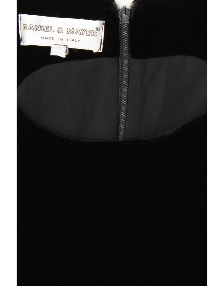 DANIEL & MAYER Ženska baršunasta haljina bez rukava UK 12 Srednje crna