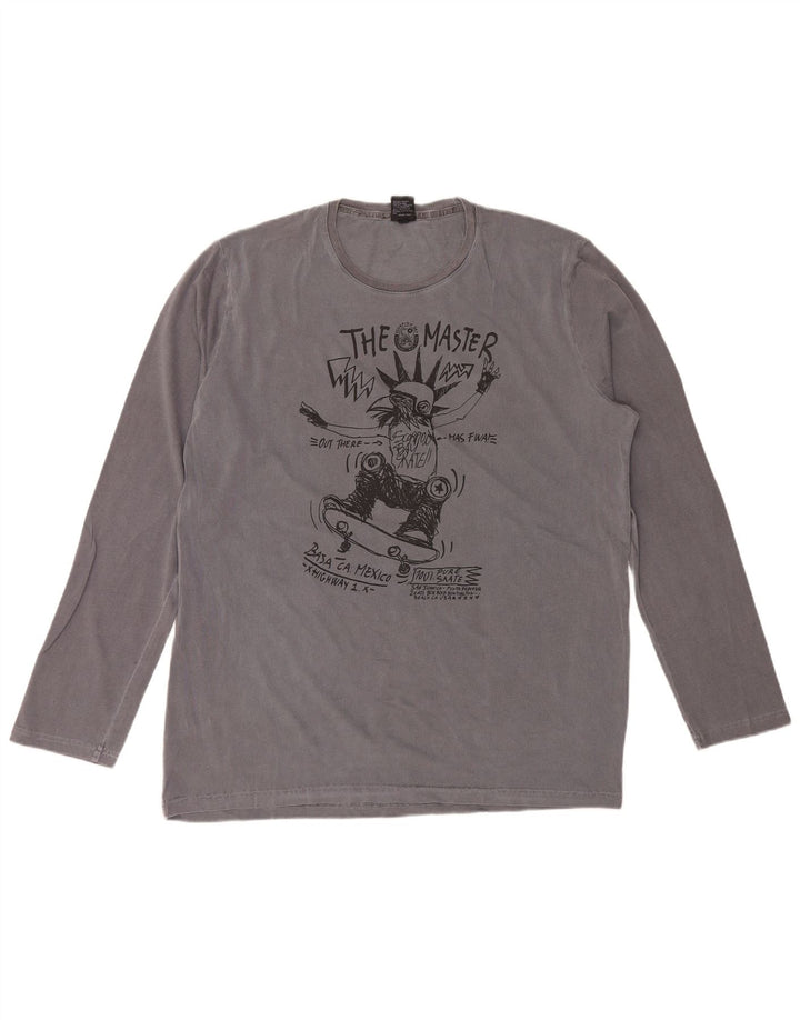 Muška majica dugih rukava Scorpion Bay Graphic 2XL, sivi pamuk