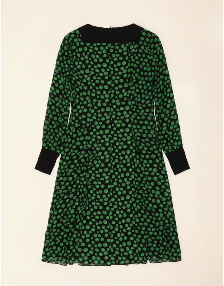 Max Mara ženska Intrend haljina A-kroja dugih rukava UK 12 srednje crna na točkice