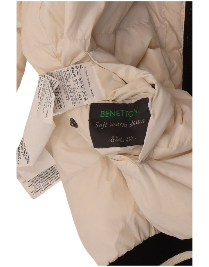 BENETTON Womens Oversized Reversible Jacket UK 10 Small  White Colourblock
