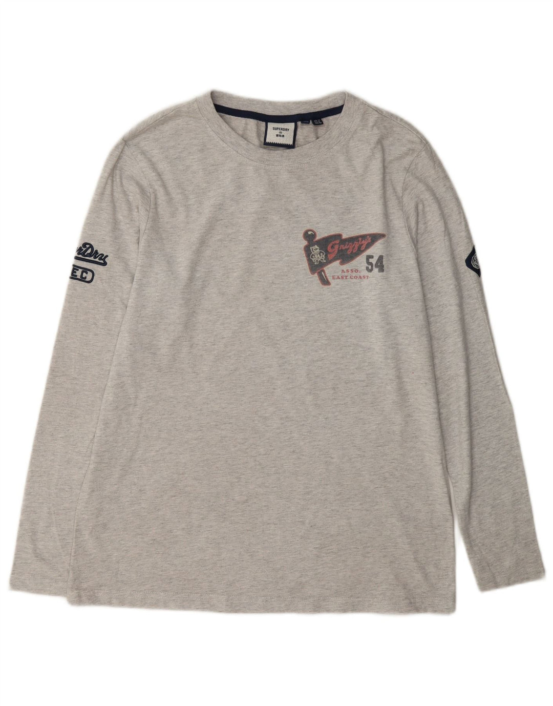 Superdry ženska majica dugih rukava s grafikama UK 12 srednje sivi pamuk