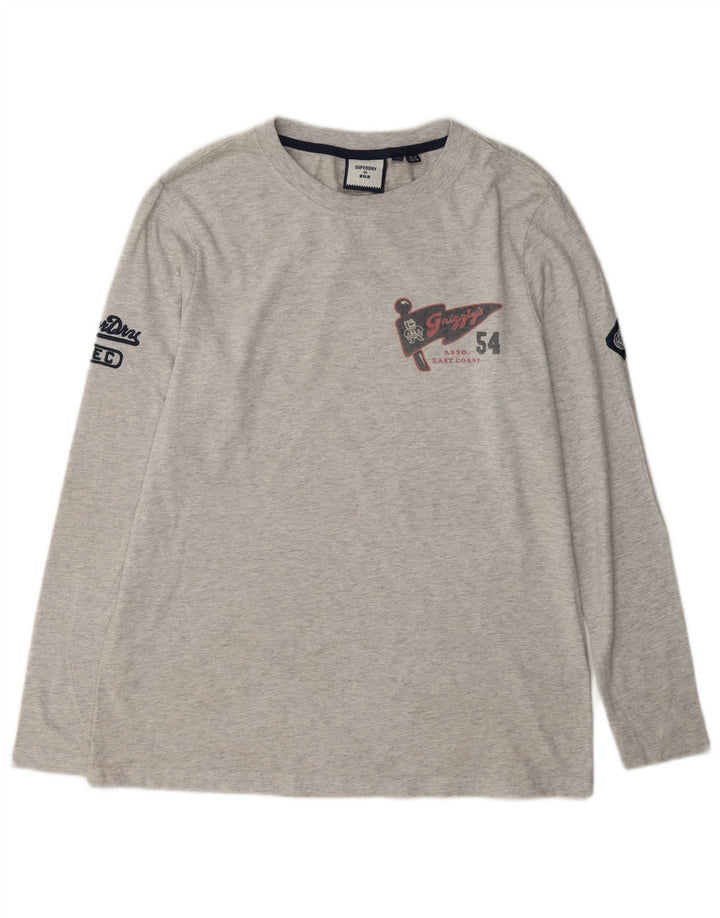 Superdry ženska majica dugih rukava s grafikama UK 12 srednje sivi pamuk