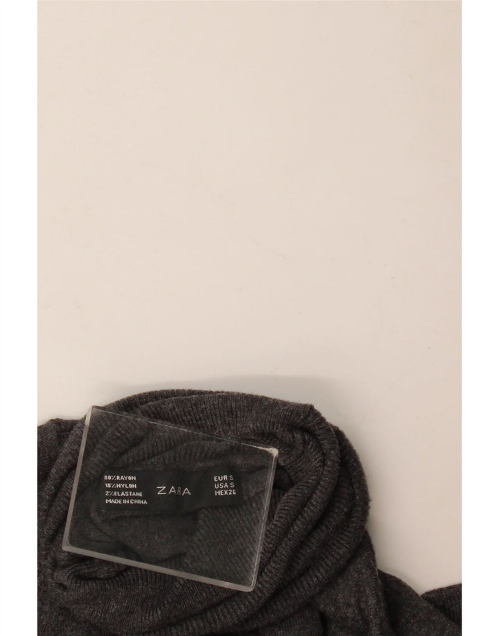 Zara ženski pulover s rol izrezom UK 10 Small Gray Rayon