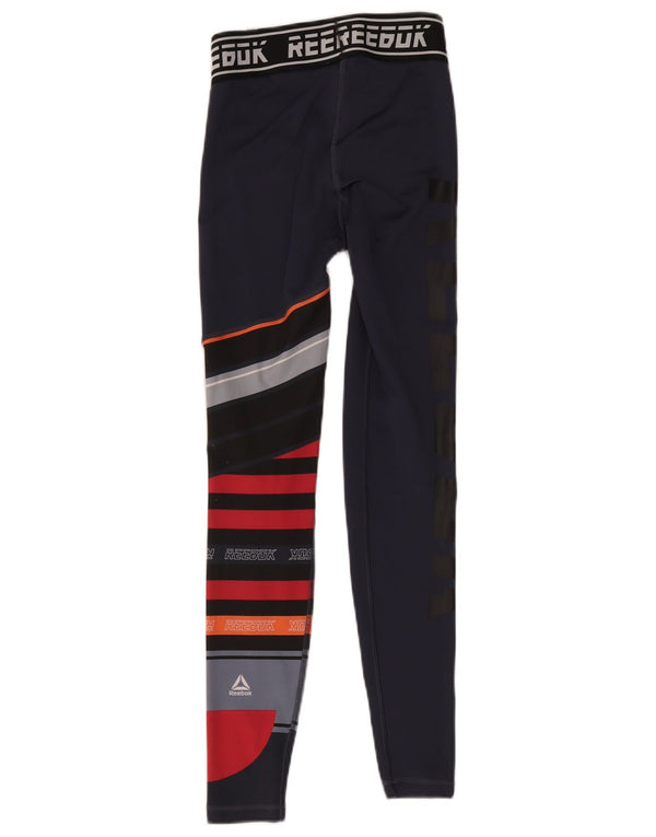 Reebok ženske grafičke tajice UK 4/6 XS tamnoplave poliesterske boje