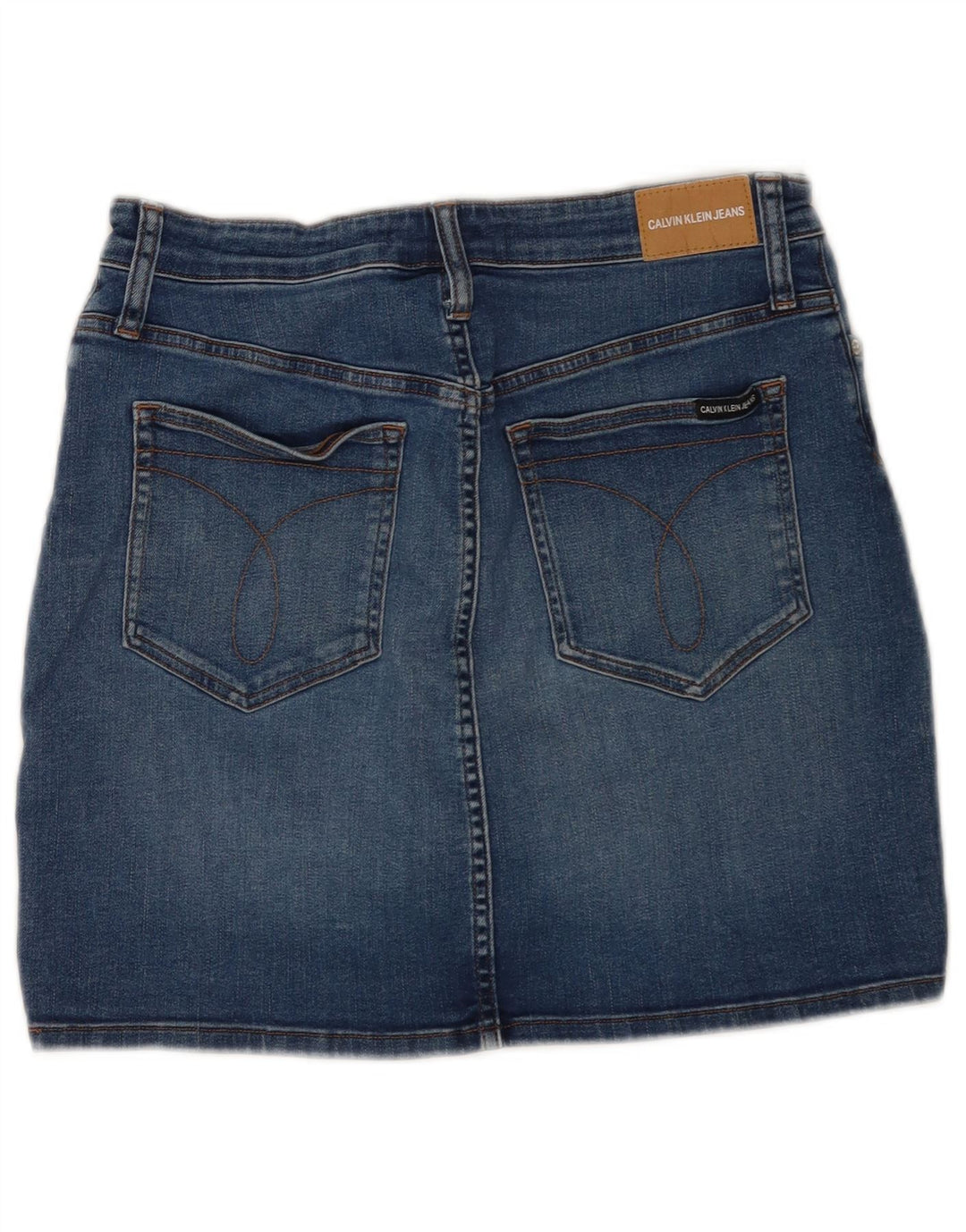 Calvin Klein ženska mini suknja od trapera W31 srednje plave boje od pamuka