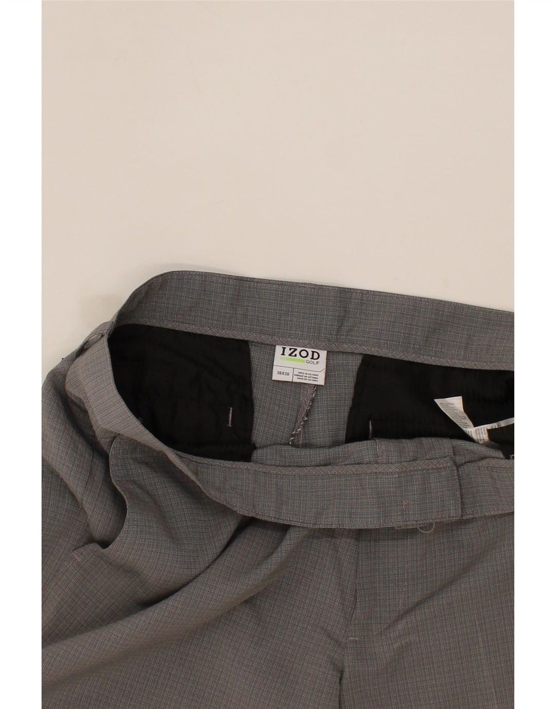 IZOD Mens Straight Chino Trousers W36 L30 Grey Check Polyester Vintage Izod and Second-Hand Izod from Messina Hembry 