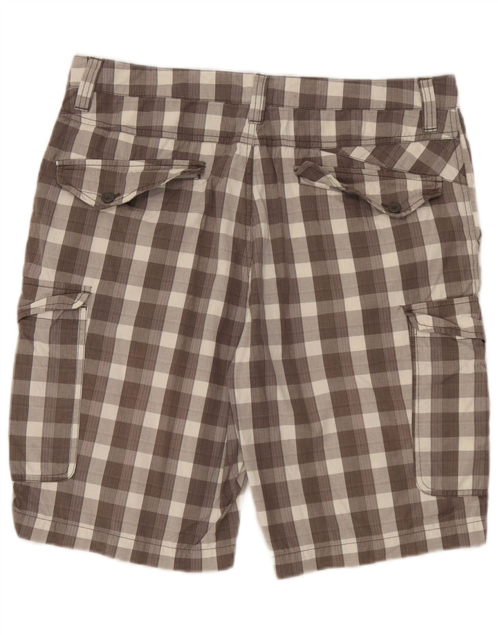 Quiksilver muške kargo kratke hlače W32 srednje smeđe karirane pamuk