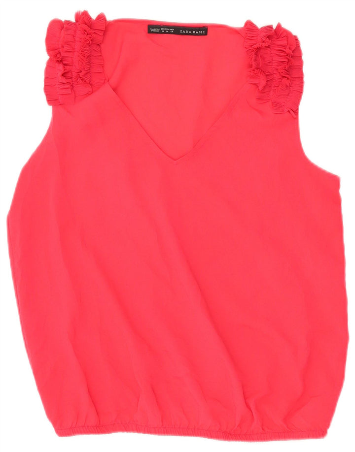 Zara ženski gornji dio bluze bez rukava s volanima UK 14 srednje crvene boje