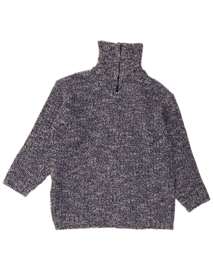 Vintage muški džemper s izrezom i velikim plavim vunama