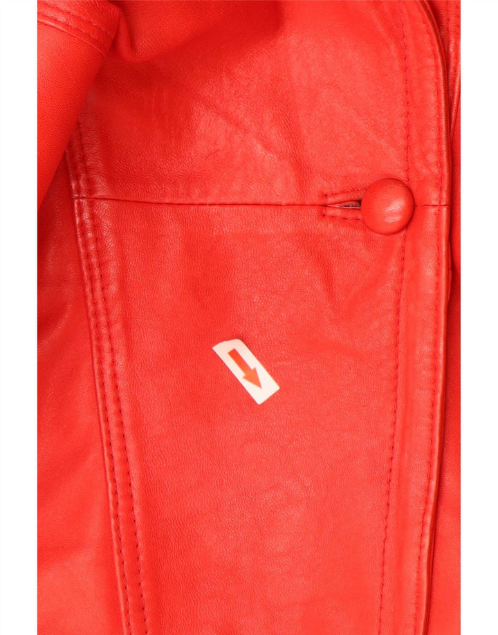 Vintage ženski preveliki kožni kaput UK 18 XL crveni