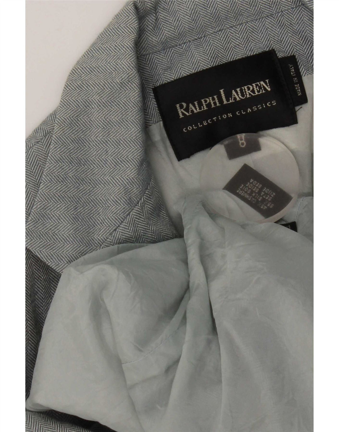 Ženska jakna s 3 gumba Ralph Lauren US 8 srednje plave riblje kosti