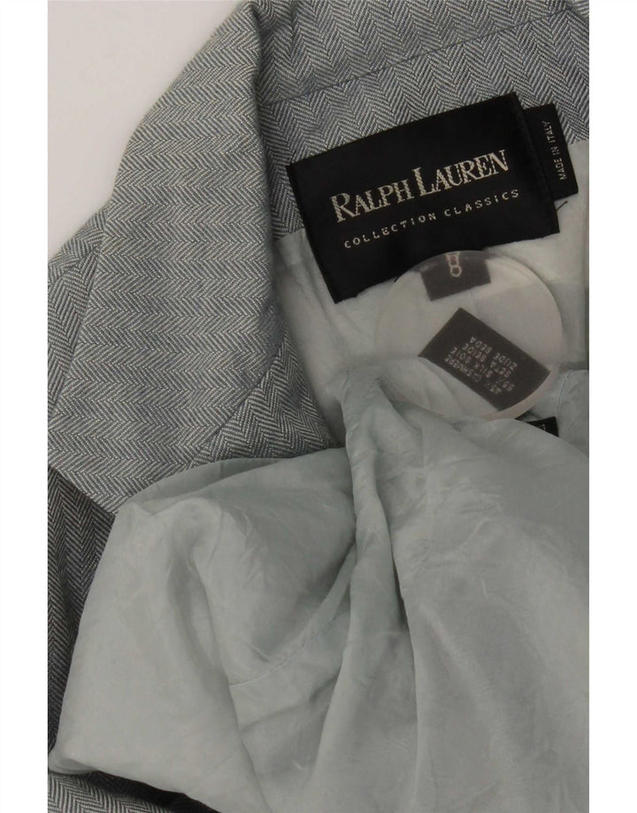 Ženska jakna s 3 gumba Ralph Lauren US 8 srednje plave riblje kosti