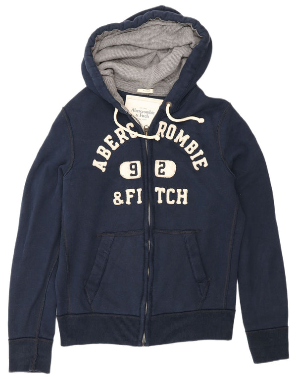 Abercrombie & Fitch muški pulover s kapuljačom s patentnim zatvaračem 2XL tamnoplavi pamuk