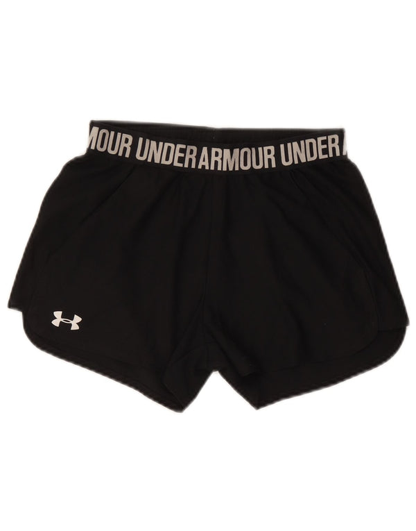 UNDER ARMOUR Womens Heat Gear Graphic Sport Shorts UK 4 XS  Black