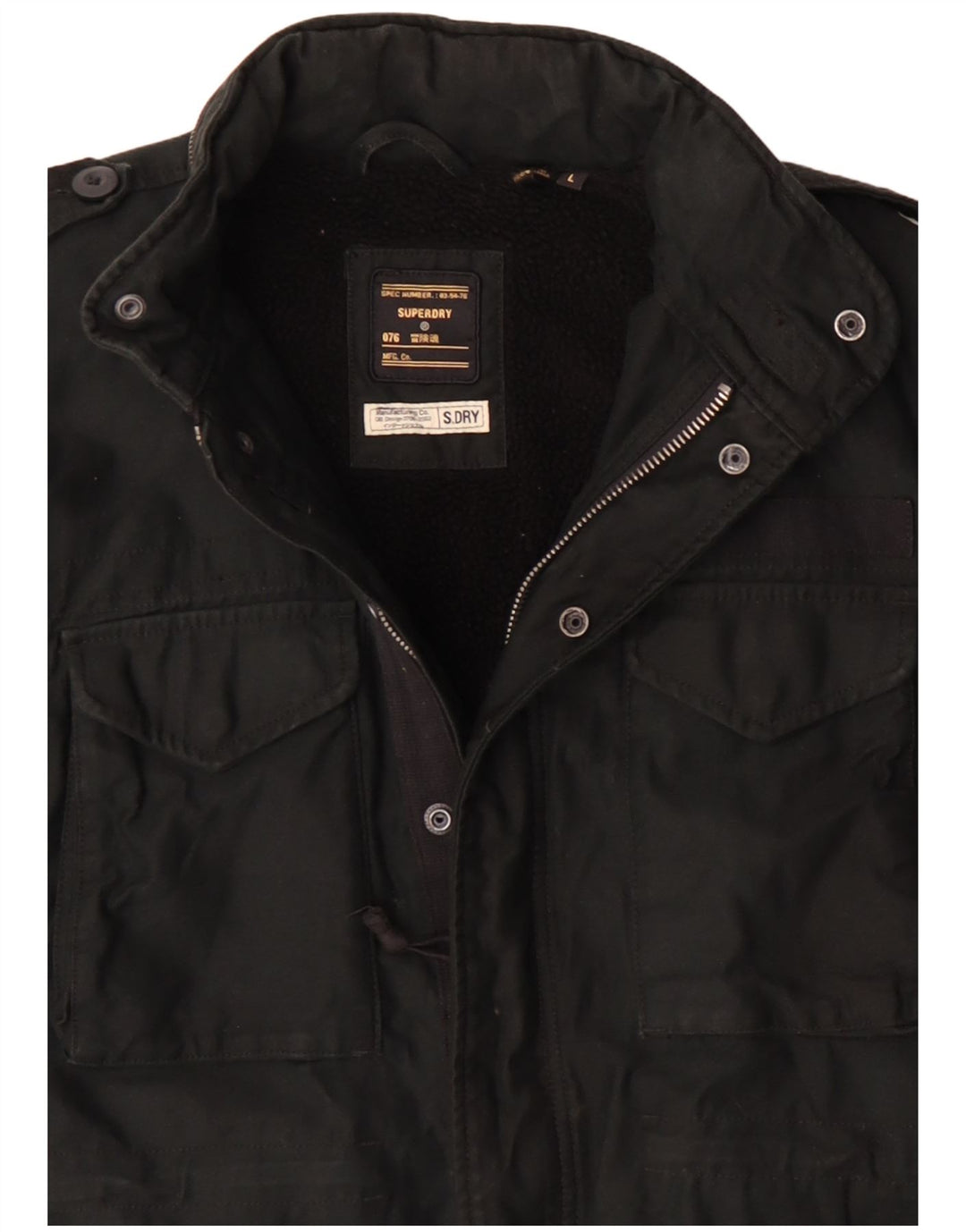 Superdry muška vojna jakna s kapuljačom UK 40 veliki crni poliester