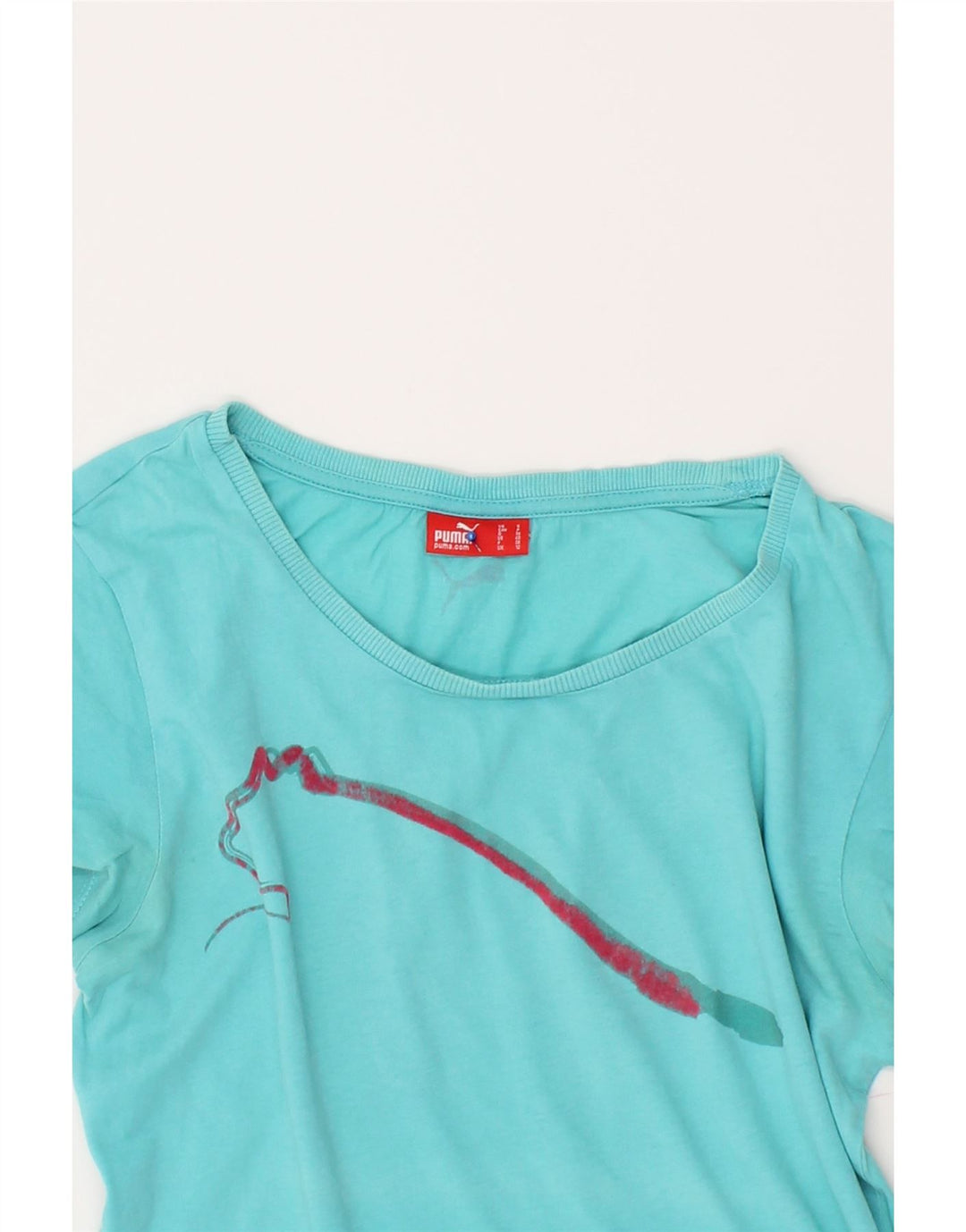 PUMA Womens Graphic T-Shirt Top UK 10 Small Blue Vintage Puma and Second-Hand Puma from Messina Hembry 