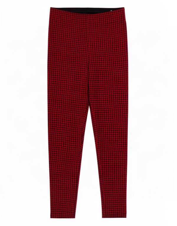Zara ženske uske skraćene hlače srednje veličine W28 L25 crvena houndstooth viskoza