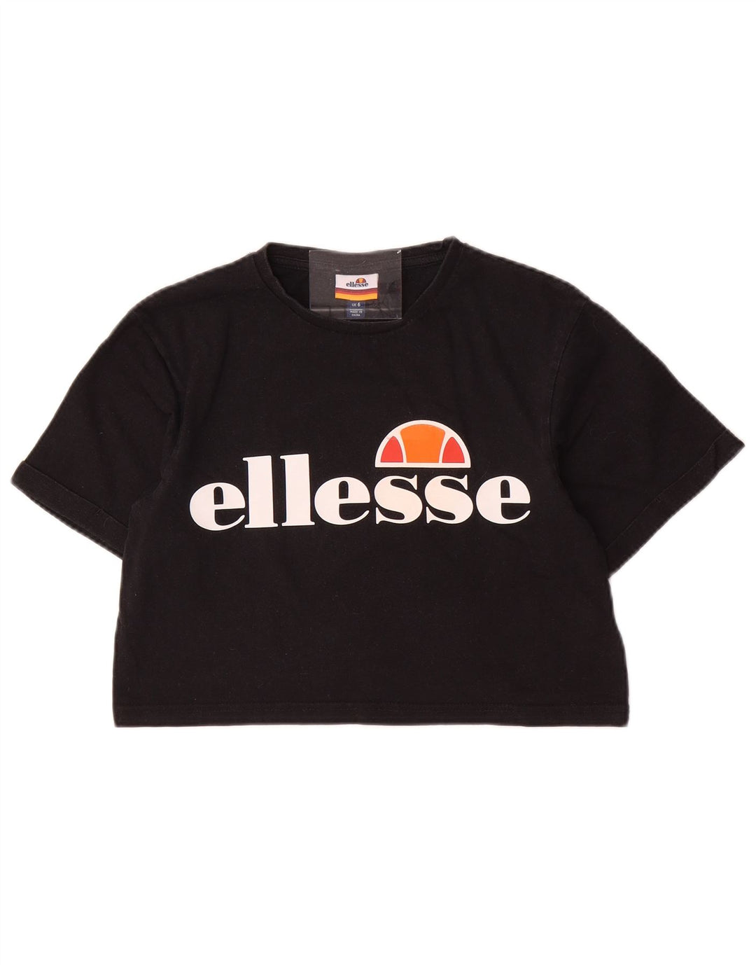 ELLESSE Ženska majica kratkih rukava s velikim crtežima UK 6 XS crni pamuk