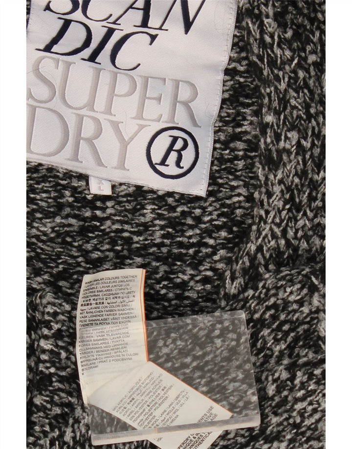 SUPERDRY ženski prekomjerni dugi kardigan pulover UK 18 XL sivi s pjegama