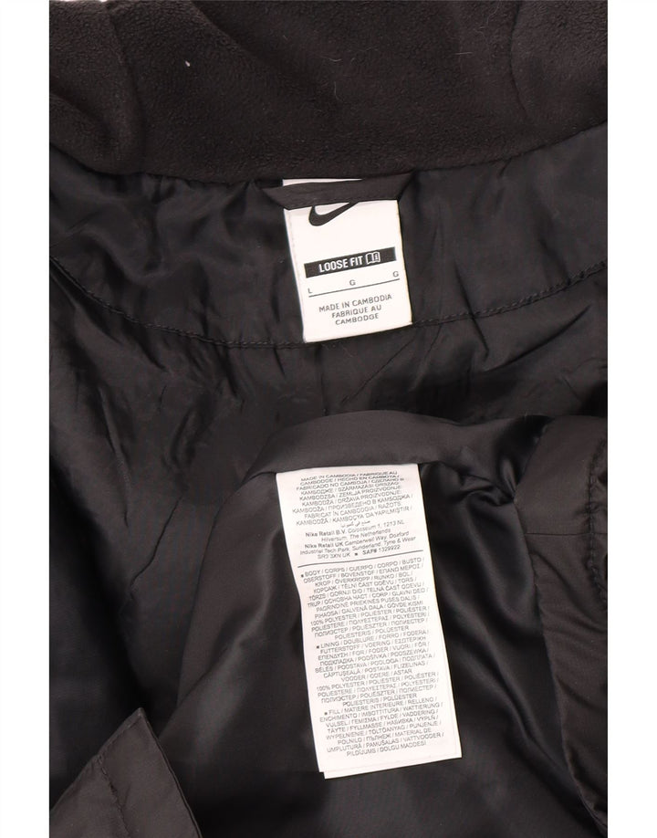 Nike muški grafički podstavljeni kaput s kapuljačom UK 40 veliki crni poliester