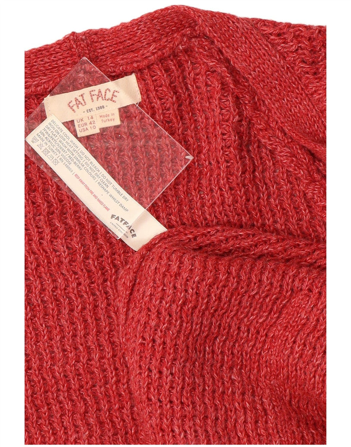 FAT FACE Womens Oversized Open Cardigan Sweater UK 14 Large Red Flecked