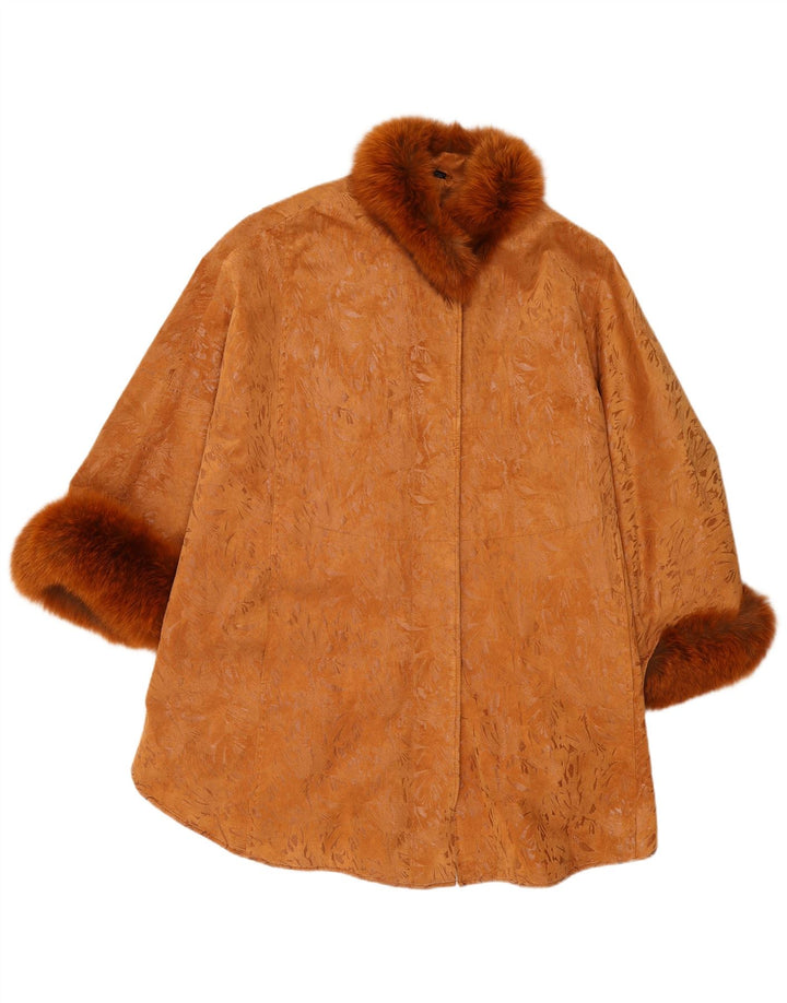 Vintage ženski kaput od antilop kože jedne veličine 3/4 rukava, smeđa koža