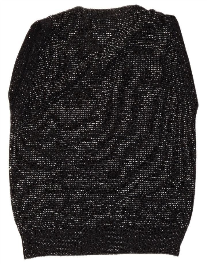 VINTAGE ženski prsluk bez rukava EU 40/42 srednje crni flekasti akril