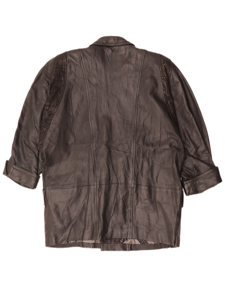 Vintage ženska dvostruka velika kožna jakna EU 40 srednje crna