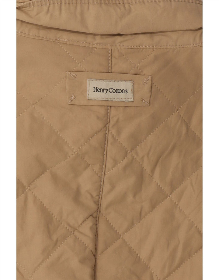 HENRY COTTONS Womens Quilted Jacket UK 16 Large Beige Cotton Vintage Henry Cottons and Second-Hand Henry Cottons from Messina Hembry 