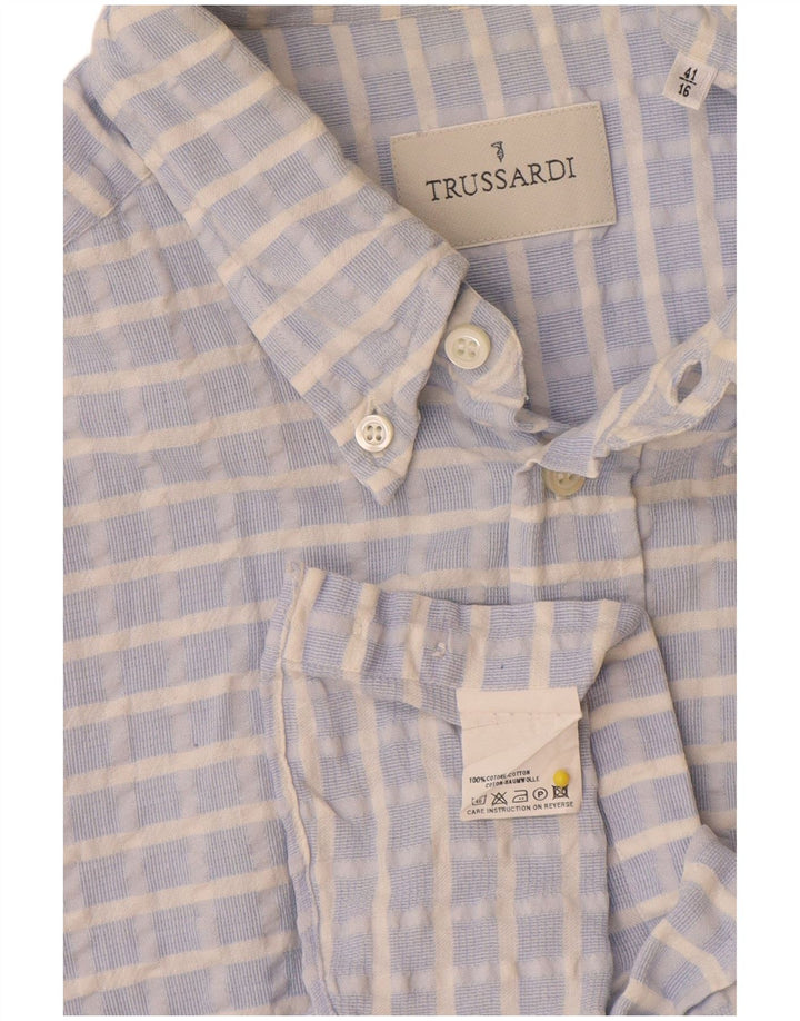 Trussardi muška košulja veličina 41 16 veliki plavi karirani pamuk