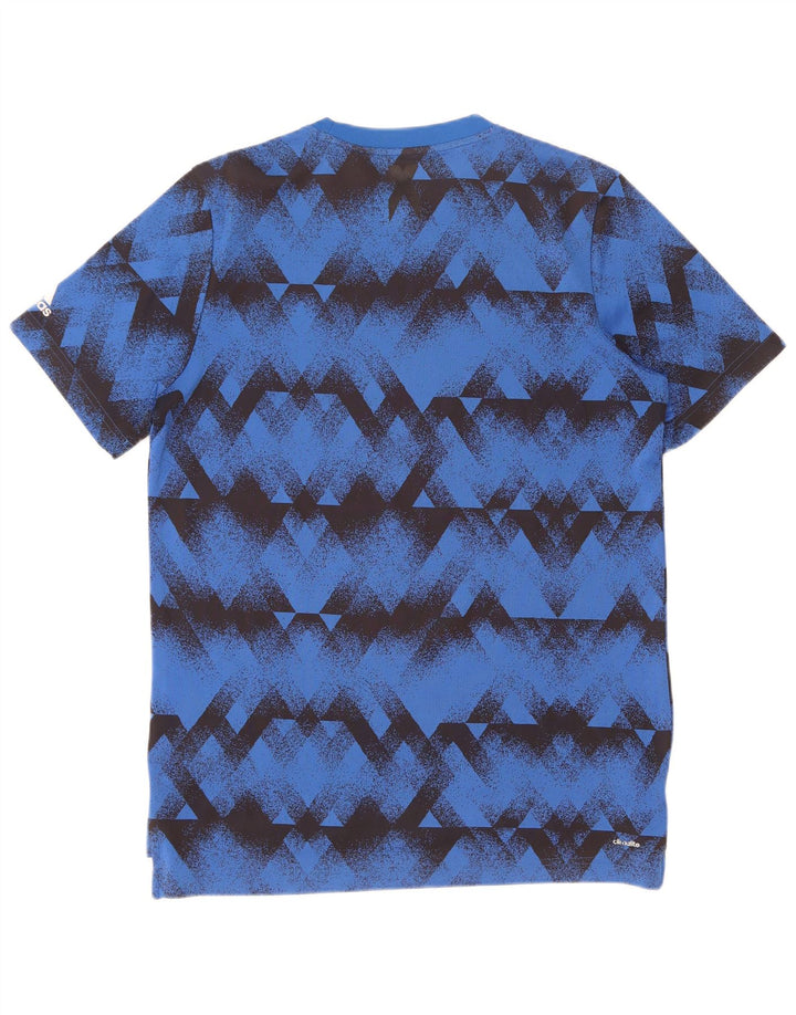 Adidas Boys Climalite T-Shirt Top 15-16 Years Blue Geometric Poliester
