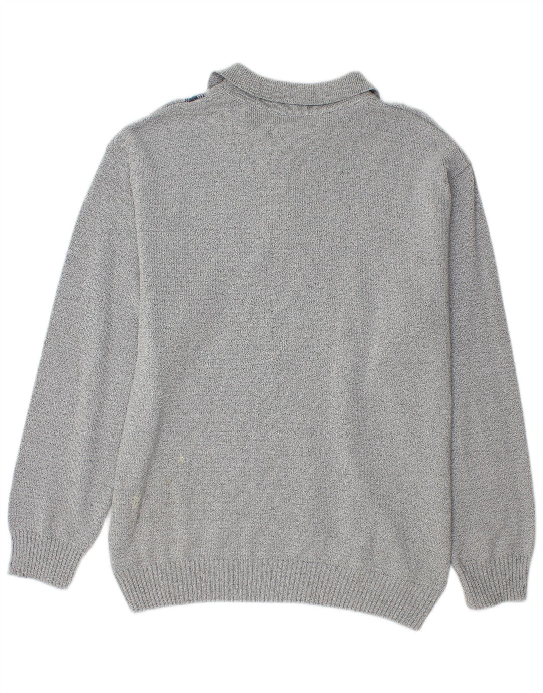 Vintage muški džemper s polo ovratnikom srednje sivi geometrijski