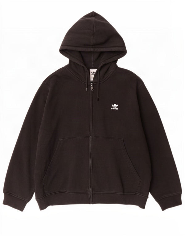 Adidas muški pulover s kapuljačom na patentni zatvarač 2XL crni pamuk