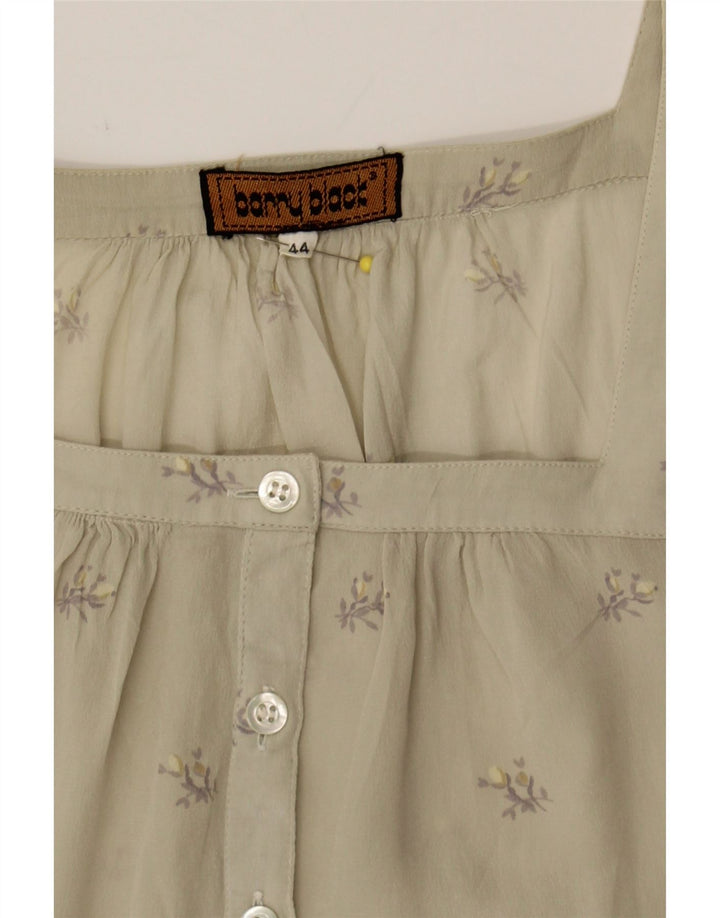 VINTAGE Womens Blouse Top IT 44 Medium Khaki Floral Vintage Vintage and Second-Hand Vintage from Messina Hembry 