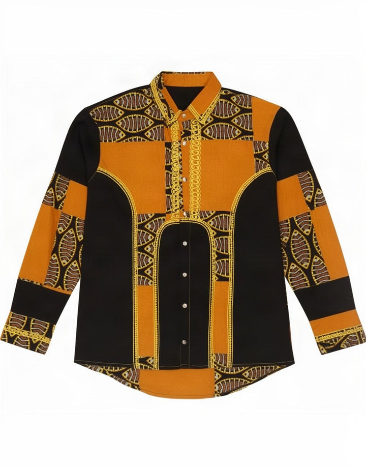 Vintage muška košulja srednje žute patchwork boje