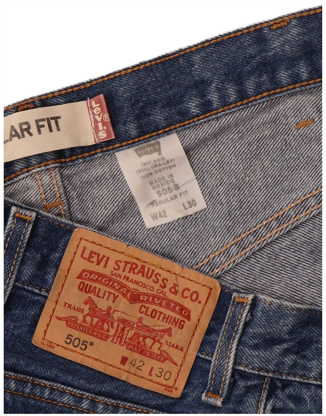 Levi's muške 505 ravne traperice regularnog kroja W42 L30 plavi pamuk