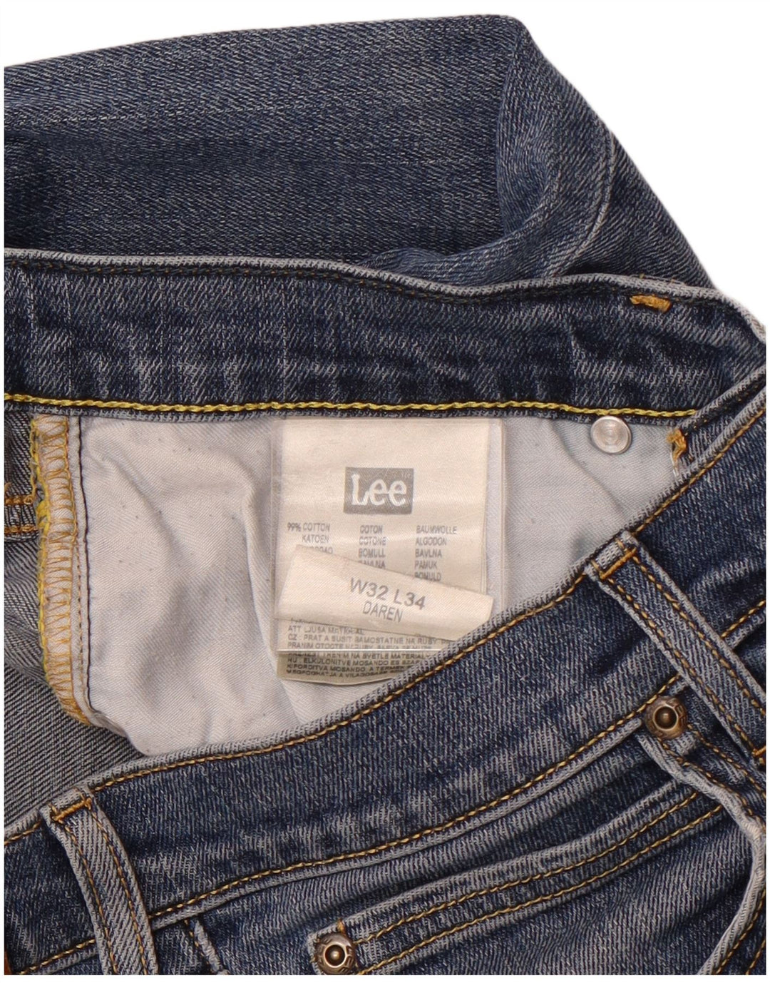 Lee Mens Daren Straight Jeans W32 L34 Plavi pamuk