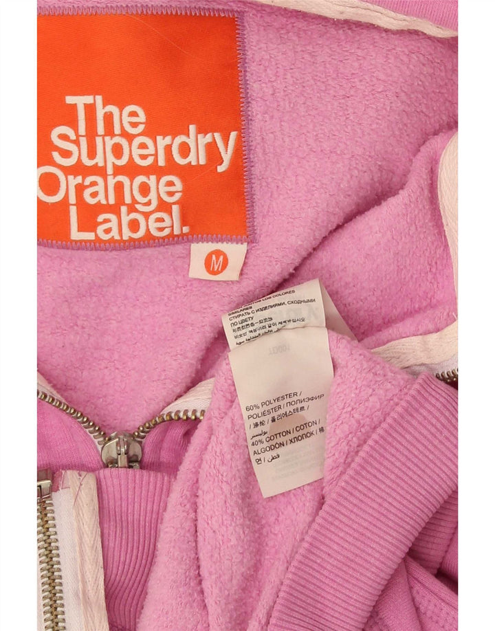 Superdry ženski pulover s kapuljačom na patentni zatvarač UK 14 srednje ružičasti poliester