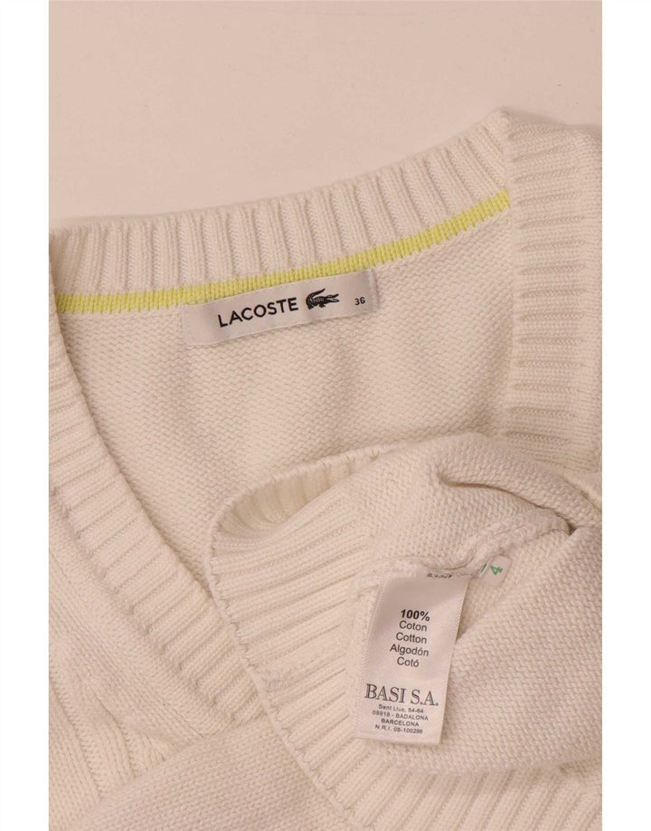 Lacoste ženski džemper s V-izrezom, veličina 36, mali bijeli pamuk