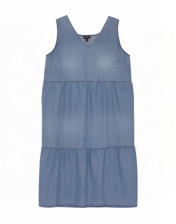 Marks & Spencer ženska višeslojna haljina bez rukava UK 16 Large Blue Tencel