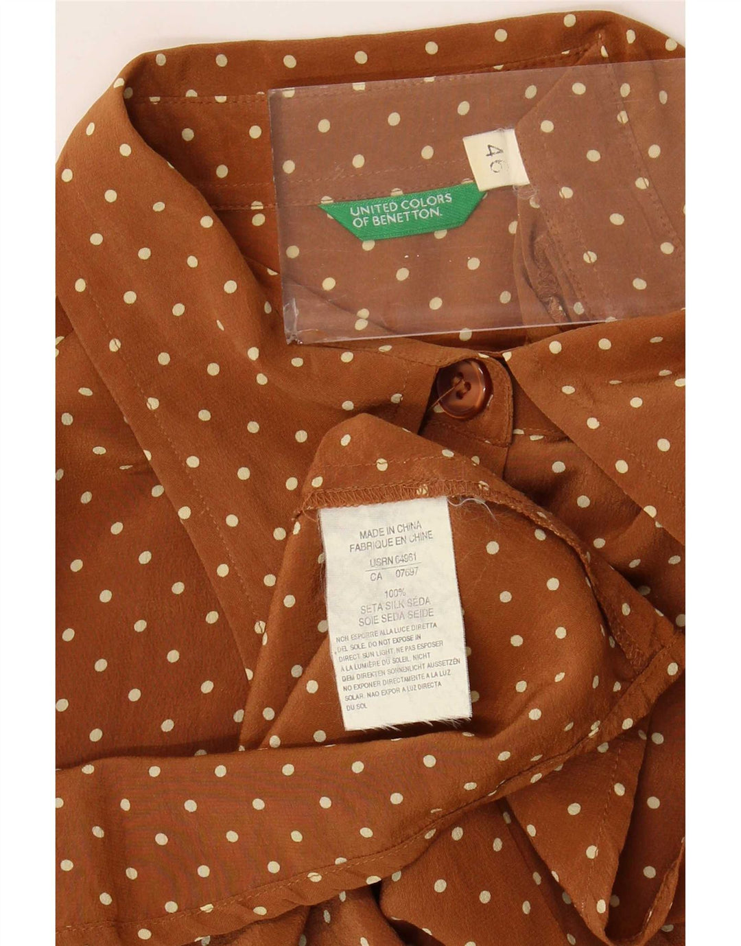 Benetton ženska košulja bluza IT 46 Large Brown Spotted Silk