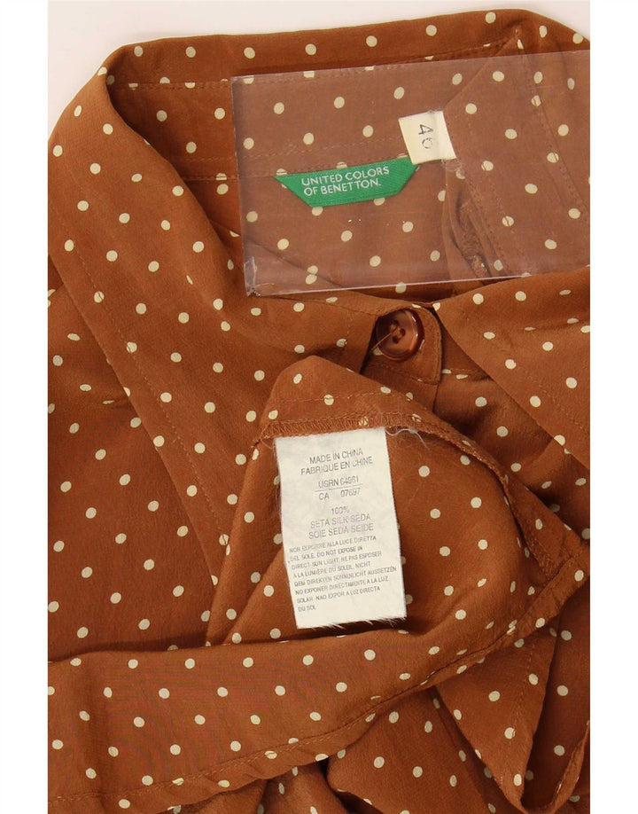 Benetton ženska košulja bluza IT 46 Large Brown Spotted Silk