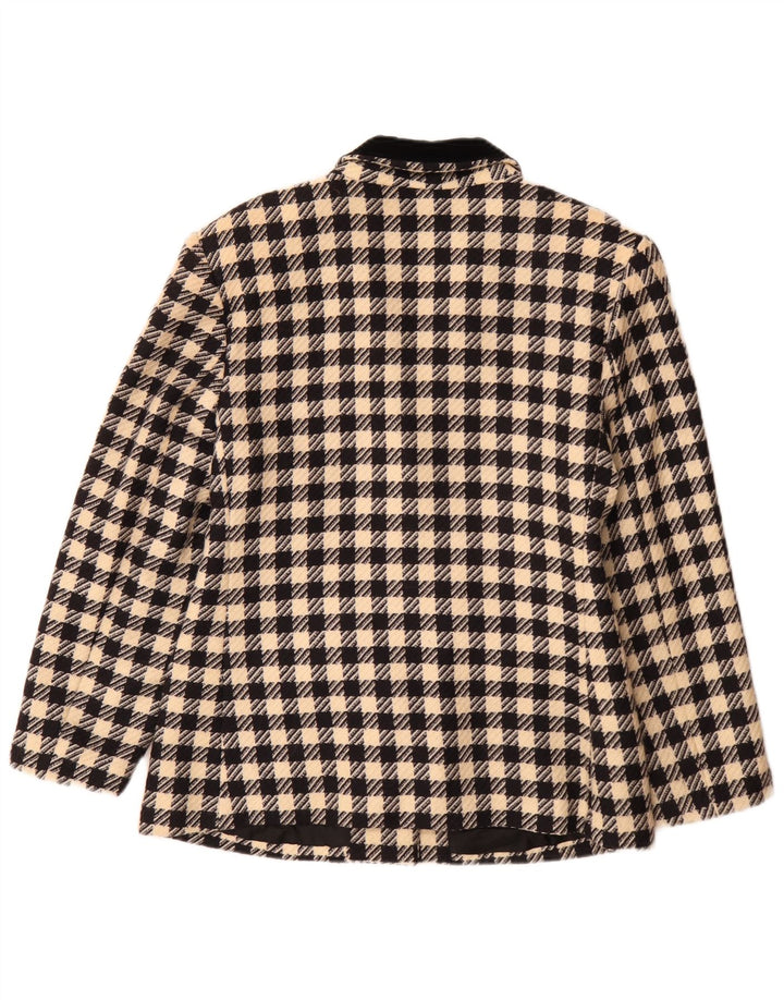 Vintage ženski sako s 3 gumba IT 46, veliki crni klasičan houndstooth