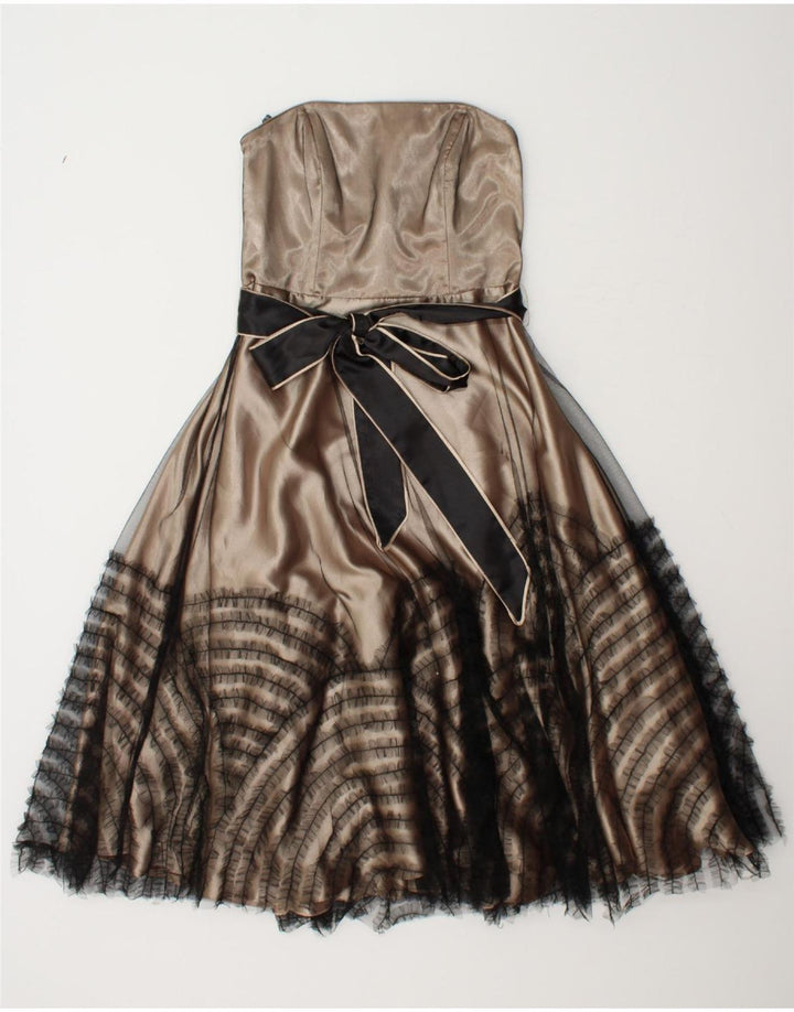 PEARCE FLONDA Womens Strapless Dress UK 10 Small Beige Vintage Pearce Flonda and Second-Hand Pearce Flonda from Messina Hembry 
