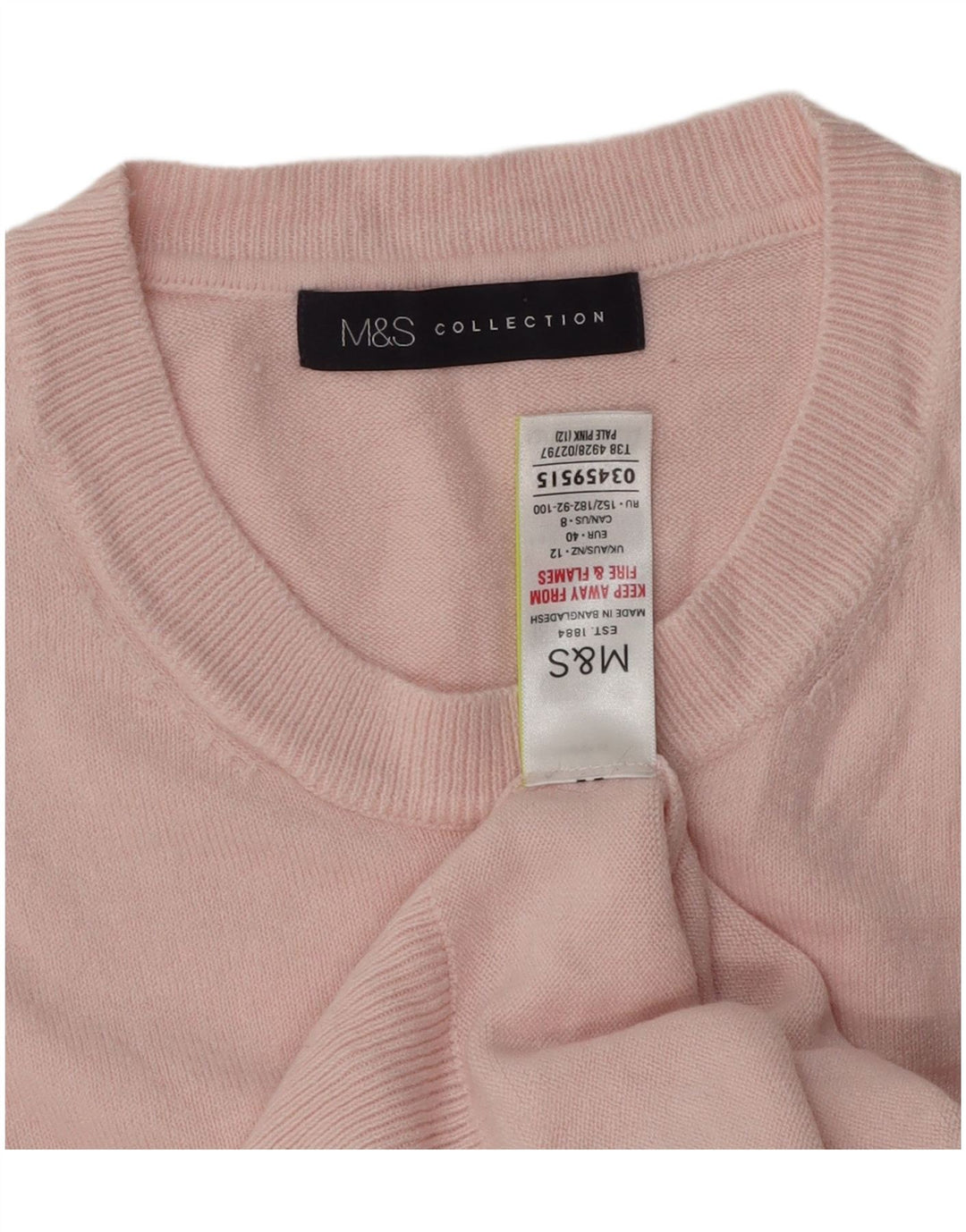 Marks & Spencer ženski džemper s okruglim izrezom UK 12 srednje ružičasta