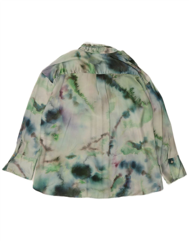 Zara ženska prevelika košulja bluza UK 14 Medium Green Tie Dye poliester