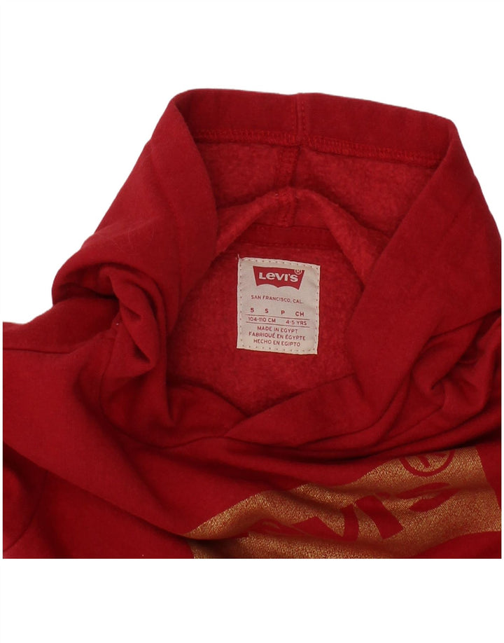 LEVI'S Boys Graphic Hoodie Jumper 4-5 Years Small  Red